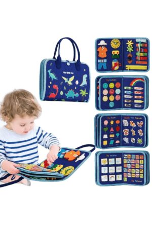 Livro Educativo Infantil Montessori Sensorial com Atividades – Busy Book Dinossauro - Jefe's Imports