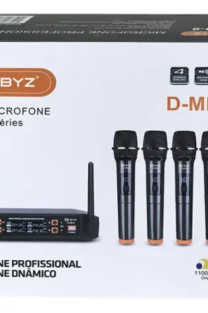 Microfone Wireless Profissional com 4 Microfones Portáteis UHF Sem Fio - Jefe's Imports