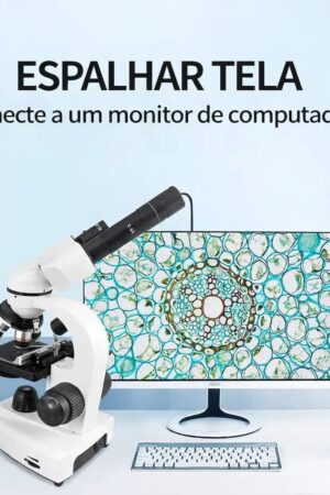 Microscópio Binocular Profissional Biológico com 4 Objetivas – Até 1600X com Maleta - Jefe's Imports