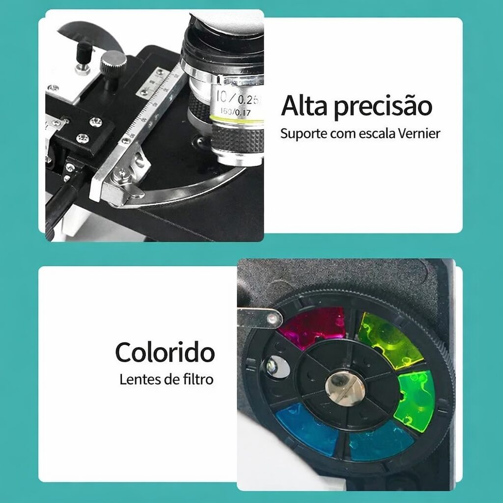 Microscópio Binocular Profissional Biológico com 4 Objetivas – Até 1600X com Maleta – Jefe's Imports Microscópio Binocular Profissional Biológico com 4 Objetivas – Até 1600X com Maleta - Jefe's Imports