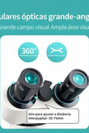 Microscópio Binocular Profissional Biológico com 4 Objetivas – Até 1600X com Maleta - Jefe's Imports