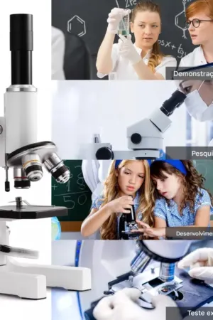 Microscópio Biológico Monocular Profissional 64x a 2400x com Iluminação Ajustável - Jefe's Imports