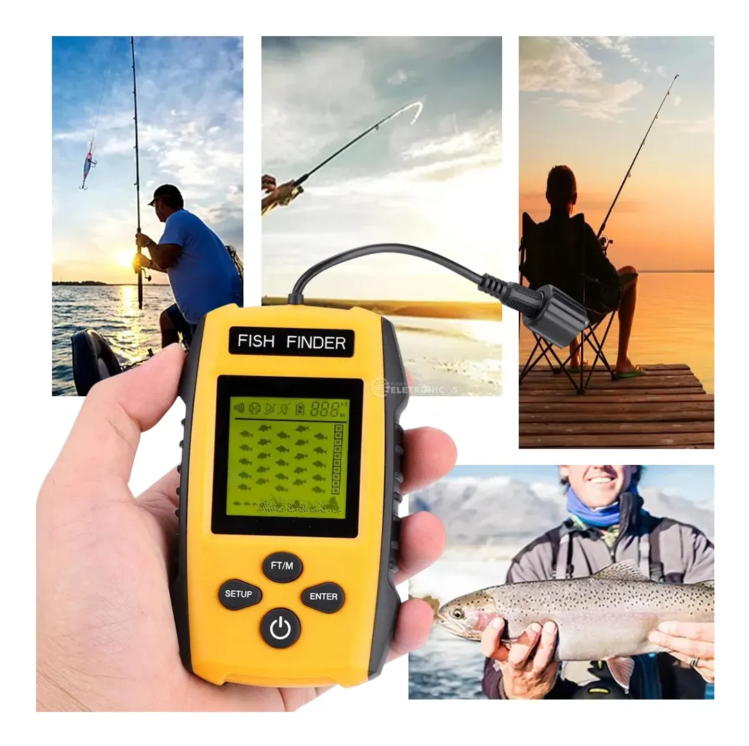 Localizador de Peixes Sonar Portátil Fish Finder com Transdutor e Display LCD – Jefe's Imports Localizador de Peixes Sonar Portátil Fish Finder com Transdutor e Display LCD - Jefe's Imports