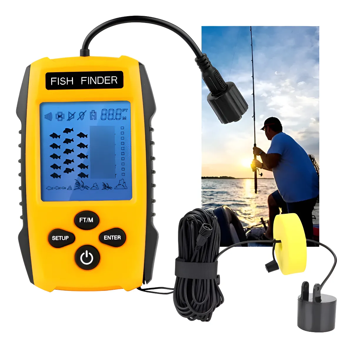 Localizador de Peixes Sonar Portátil Fish Finder com Transdutor e Display LCD – Jefe's Imports Localizador de Peixes Sonar Portátil Fish Finder com Transdutor e Display LCD - Jefe's Imports