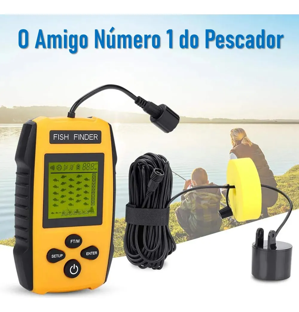 Localizador de Peixes Sonar Portátil Fish Finder com Transdutor e Display LCD – Jefe's Imports Localizador de Peixes Sonar Portátil Fish Finder com Transdutor e Display LCD - Jefe's Imports