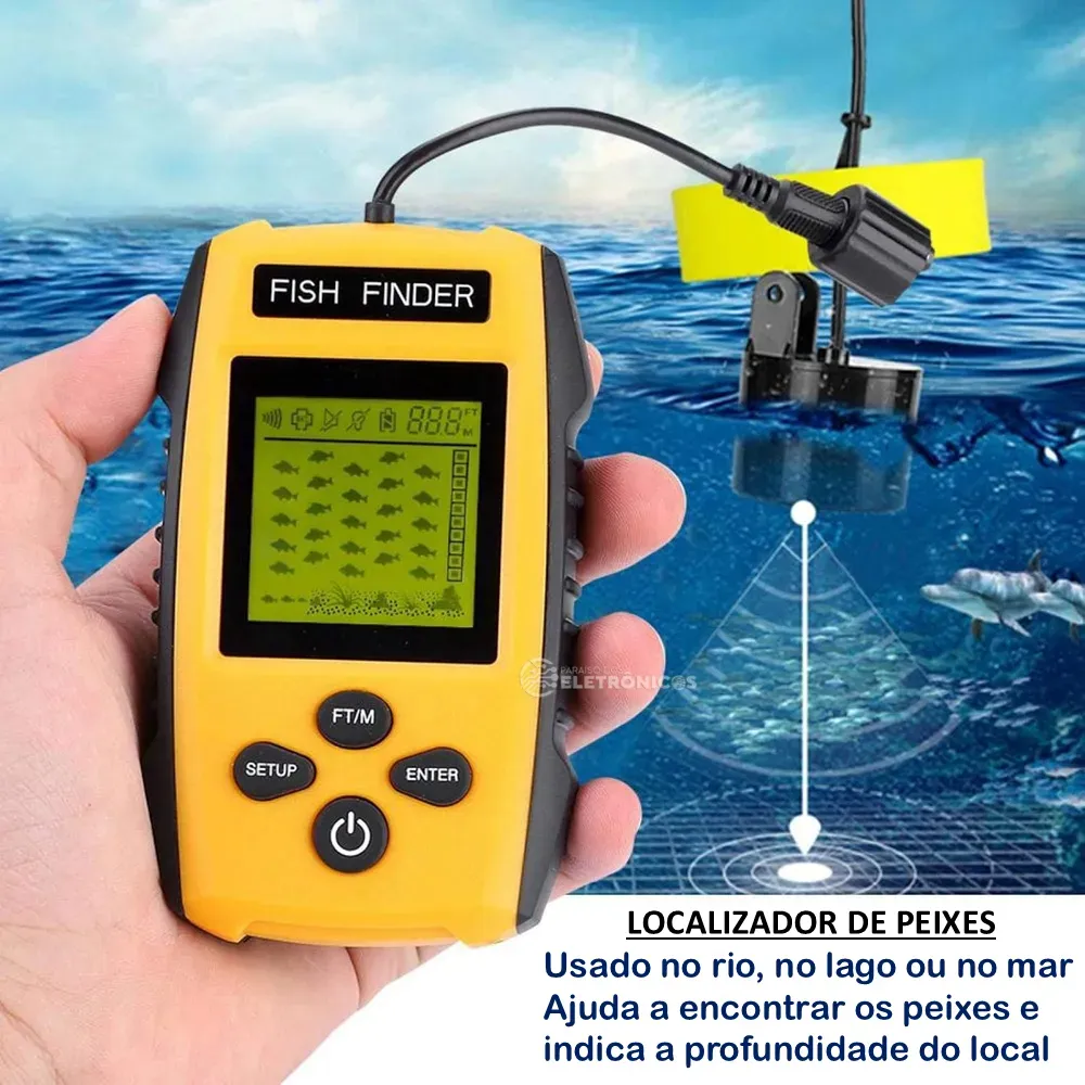 Localizador de Peixes Sonar Portátil Fish Finder com Transdutor e Display LCD – Jefe's Imports Localizador de Peixes Sonar Portátil Fish Finder com Transdutor e Display LCD - Jefe's Imports