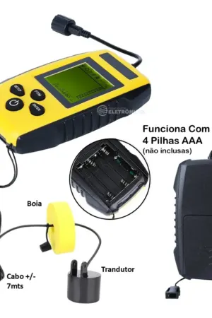 Localizador de Peixes Sonar Portátil Fish Finder com Transdutor e Display LCD - Jefe's Imports