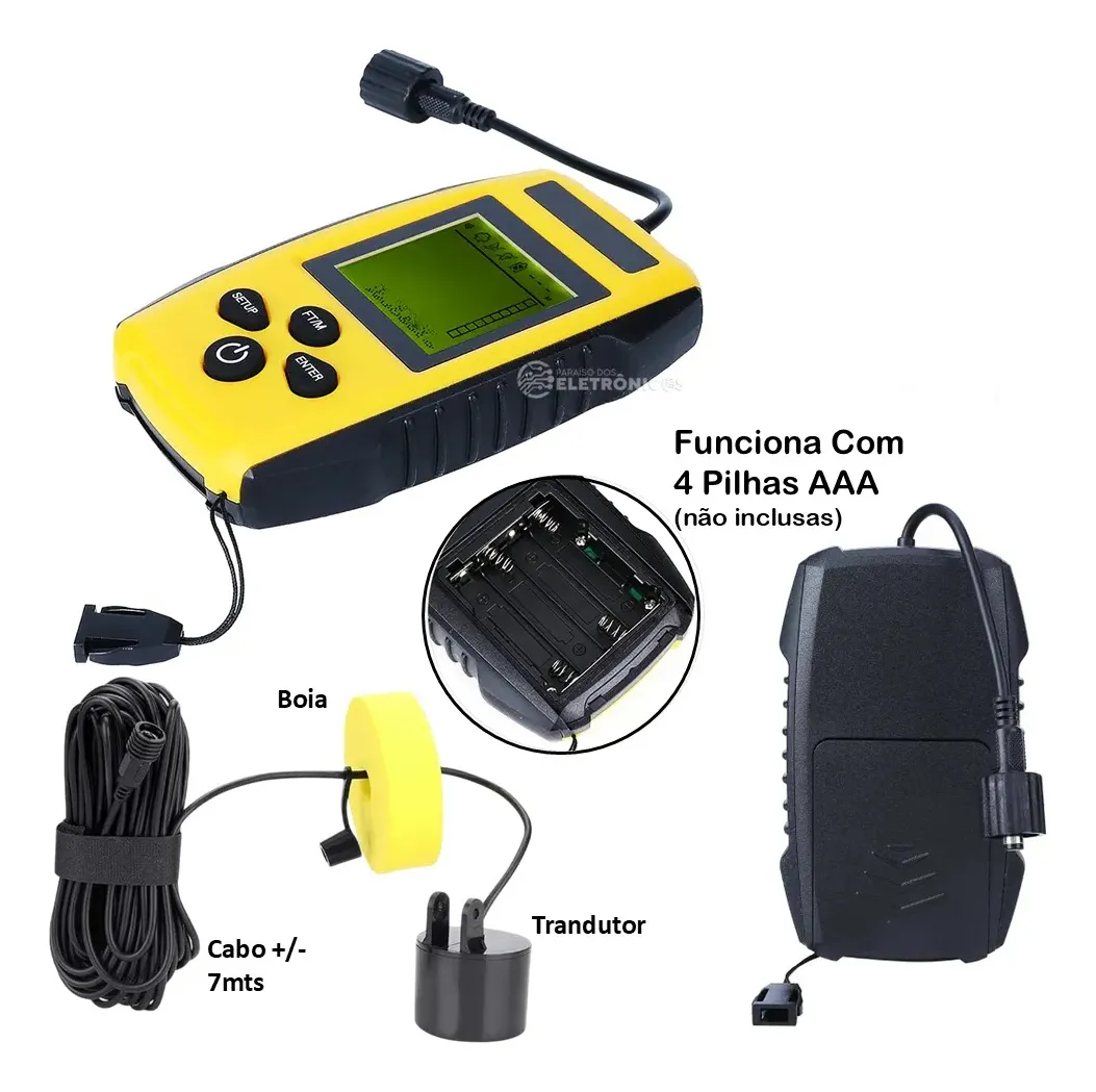 Localizador de Peixes Sonar Portátil Fish Finder com Transdutor e Display LCD – Jefe's Imports Localizador de Peixes Sonar Portátil Fish Finder com Transdutor e Display LCD - Jefe's Imports