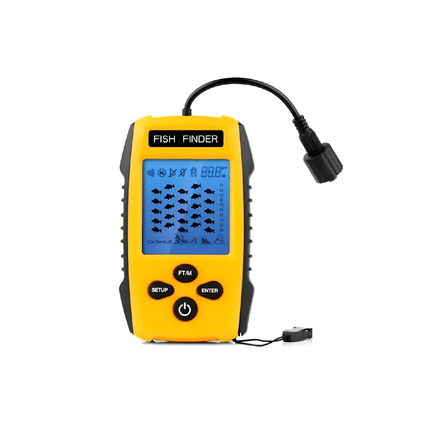 Localizador de Peixes Sonar Portátil Fish Finder com Transdutor e Display LCD - Jefe's Imports Localizador de Peixes Sonar Portátil Fish Finder com Transdutor e Display LCD - Jefe's Imports