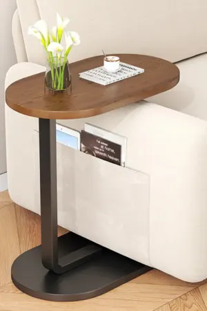 Mesa Lateral de Apoio para Sofá e Cama Tipo C em MDF com Estrutura de Ferro - Jefe's Imports
