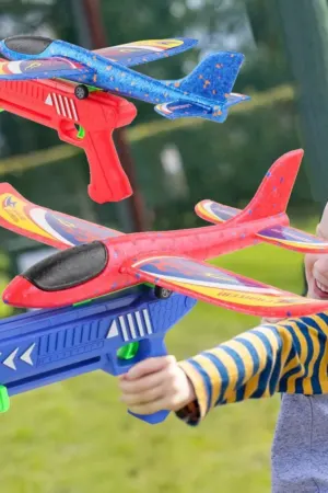 Pistola Lançadora de Avião Planador Infantil Brinquedo Catapulta Manual com Avião Grande - Jefe's Imports