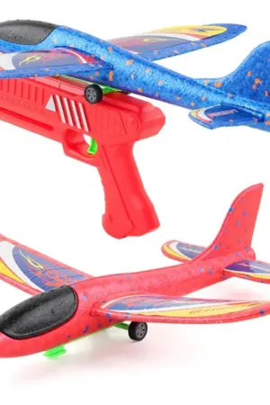 Pistola Lançadora de Avião Planador Infantil Brinquedo Catapulta Manual com Avião Grande - Jefe's Imports