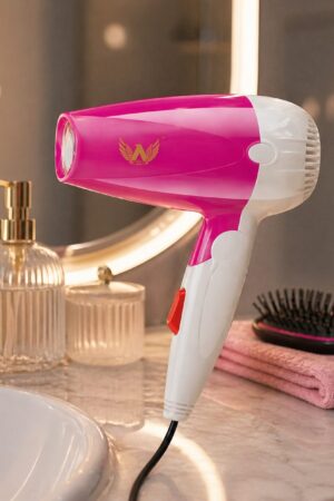Secador de Cabelo Portátil Dobrável 2 em 1 – Compacto, Leve e Potente | Ideal para Viagens - Branco Rosa - Jefe's Imports