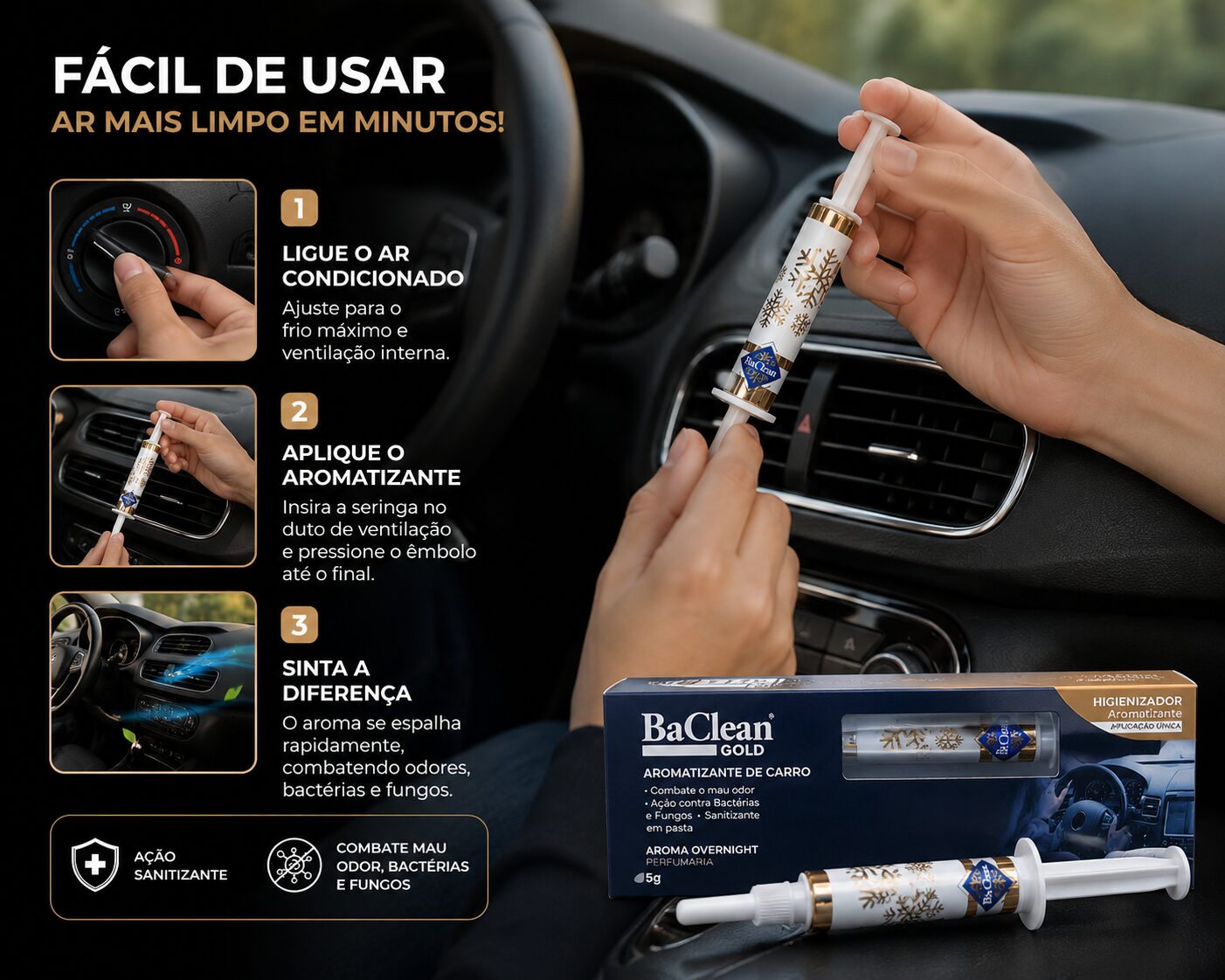Aromatizante Para Ar Condicionado Automotivo Tipo Seringa 5g BaClean Gold Sanitizante Anti Odor Bactérias e Fungos – Jefe's Imports Aromatizante Para Ar Condicionado Automotivo Tipo Seringa 5g BaClean Gold Sanitizante Anti Odor Bactérias e Fungos - Jefe's Imports