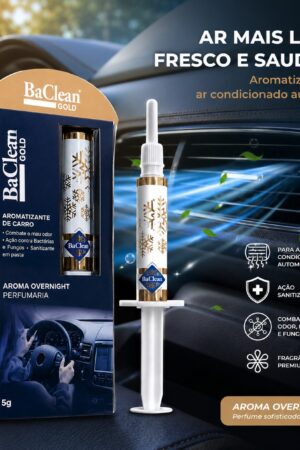 Aromatizante Para Ar Condicionado Automotivo Tipo Seringa 5g BaClean Gold Sanitizante Anti Odor Bactérias e Fungos - Jefe's Imports
