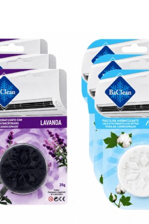 Kit 6 Pastilhas Aromatizantes Para Ar Condicionado BaClean Lavanda e Flor de Algodão 25g - Jefe's Imports