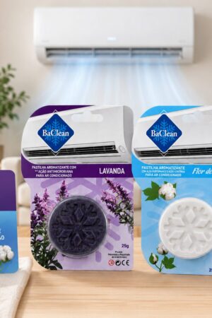 Kit 6 Pastilhas Aromatizantes Para Ar Condicionado BaClean Lavanda e Flor de Algodão 25g - Jefe's Imports