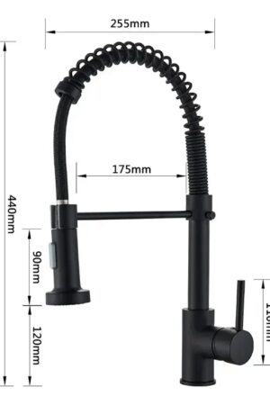 Torneira Gourmet Flexível Preto Fosco com Ducha Extensível e Spray Duplo para Cozinha Moderna - Jefe's Imports