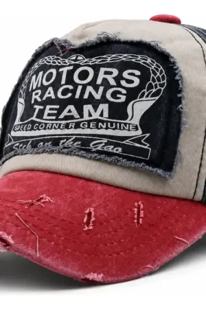 Boné Vintage Motor Racing Team Masculino Feminino Ajustável Estilo Racing Desgastado Algodão Premium - Jefe's Imports