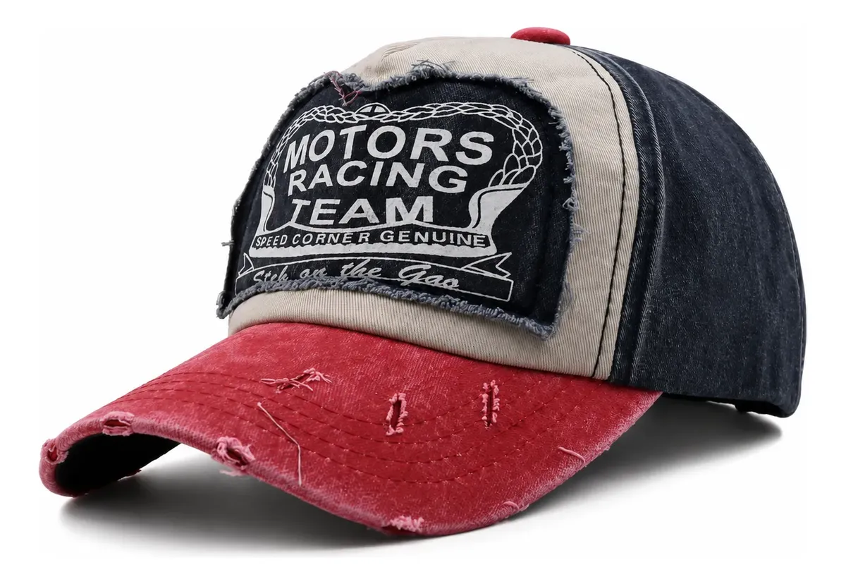 Boné Vintage Motor Racing Team Masculino Feminino Ajustável Estilo Racing Desgastado Algodão Premium - Jefe's Imports