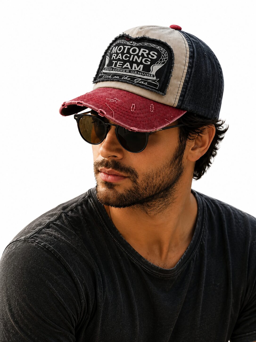 Boné Vintage Motor Racing Team Masculino Feminino Ajustável Estilo Racing Desgastado Algodão Premium - Jefe's Imports