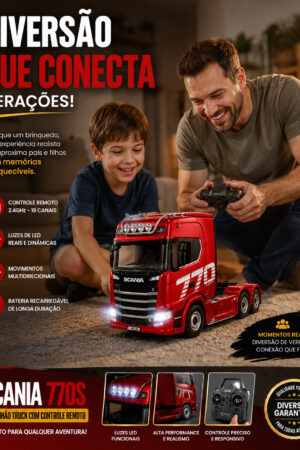 Caminhão Scania 770S Controle Remoto 19 Canais 2.4GHz Recarregável Escala 1:18 Licenciado - Jefe's Imports