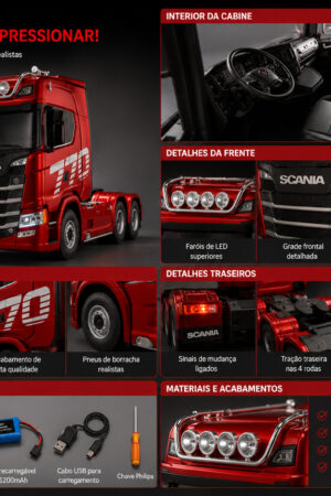Caminhão Scania 770S Controle Remoto 19 Canais 2.4GHz Recarregável Escala 1:18 Licenciado - Jefe's Imports