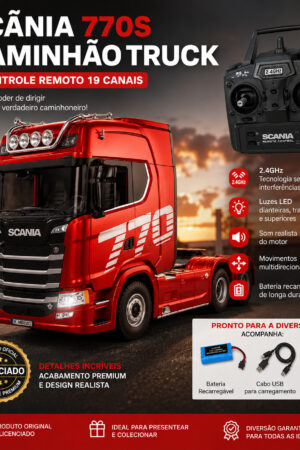 Caminhão Scania 770S Controle Remoto 19 Canais 2.4GHz Recarregável Escala 1:18 Licenciado - Jefe's Imports