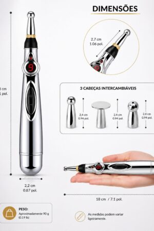 Caneta de Acupuntura Eletrônica Digital 9 Níveis Massageador Terapêutico Alívio de Dores - Jefe's Imports