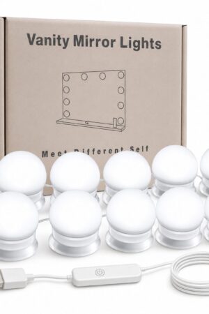 Kit Luz Camarim LED para Espelho 10 Lâmpadas USB 3 Cores com Dimmer Ajustável - Jefe's Imports